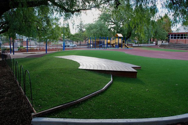 school play area with fake turf