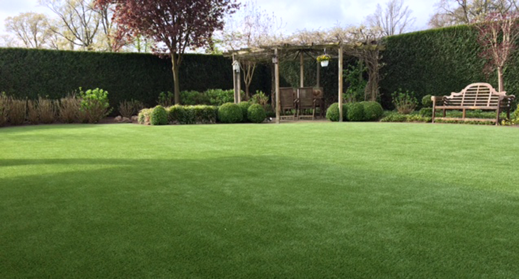 A beautiful lawn with synthetic grass