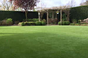 A beautiful lawn with synthetic grass