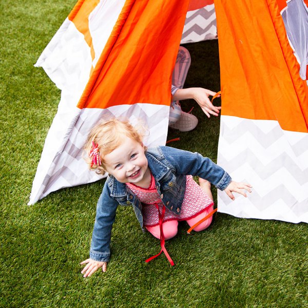 camping on artificial grass